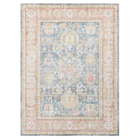 Amer Century Vintage Medallion Power-Loom Navy/Pink Runner Rug