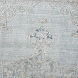 Sea mist vintage medallion area rug with faded floral pattern in light blue