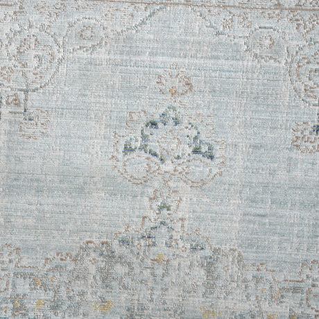 Sea mist vintage medallion area rug with faded floral pattern in light blue