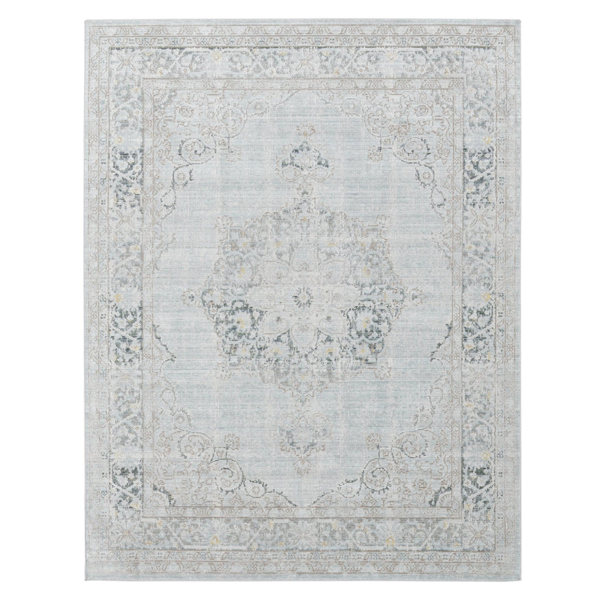 Amer Century Vintage Medallion Power-Loom Sea Mist Runner Rug