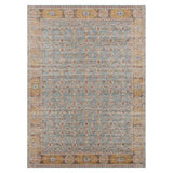 Amer Eternal Farmhouse Bordered Power-Loom Teal/Gold Area Rug