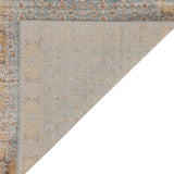 Amer Eternal Farmhouse Bordered Power-Loom Teal/Gold Round Rug