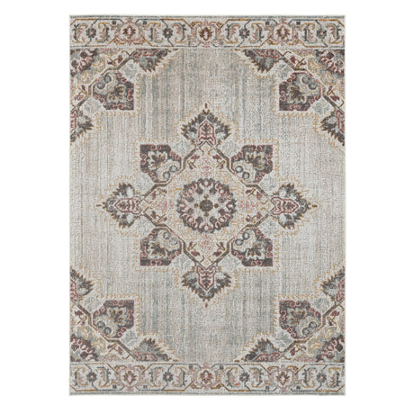 Amer Eternal Farmhouse Medallion Power-Loom Beige/Sand Area Rug