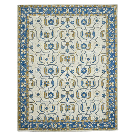 Amer Romania Classic Floral Hand-Hooked Royal Blue Area Rug