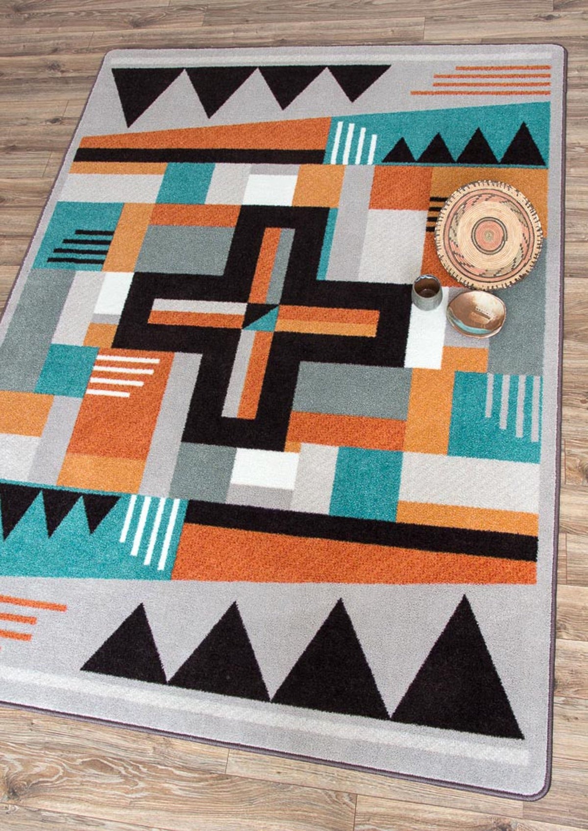 American Dakota Abstract Cross Gray Rug BuyAreaRugs.com -