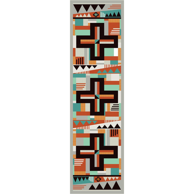 American Dakota Abstract Cross Gray Rug BuyAreaRugs.com -