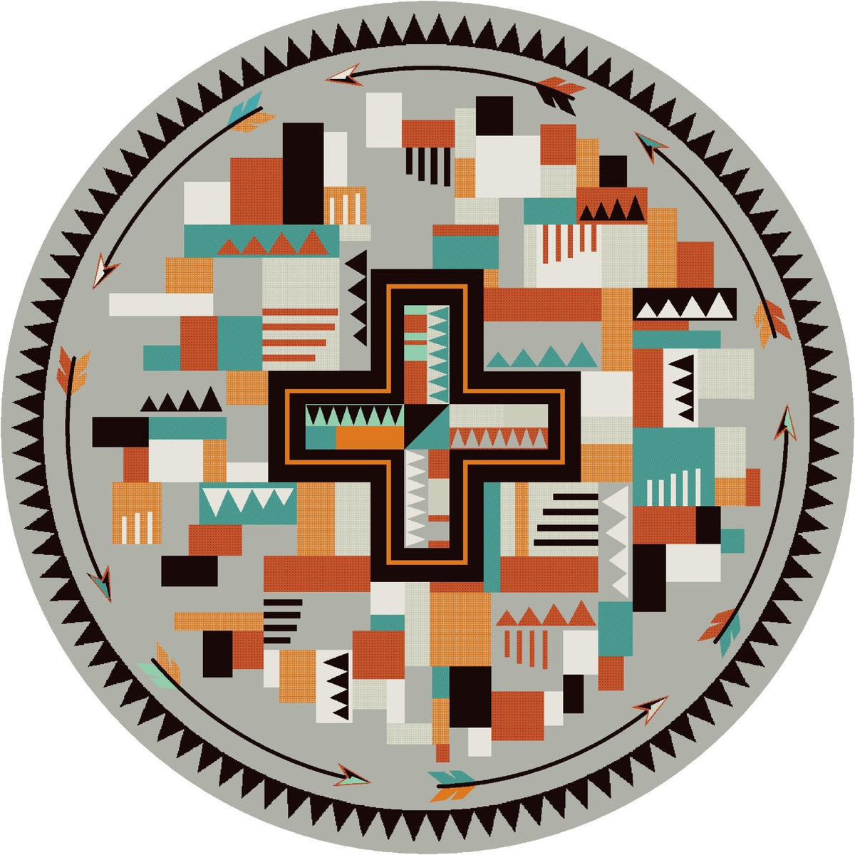 American Dakota Abstract Cross Gray Rug BuyAreaRugs.com -