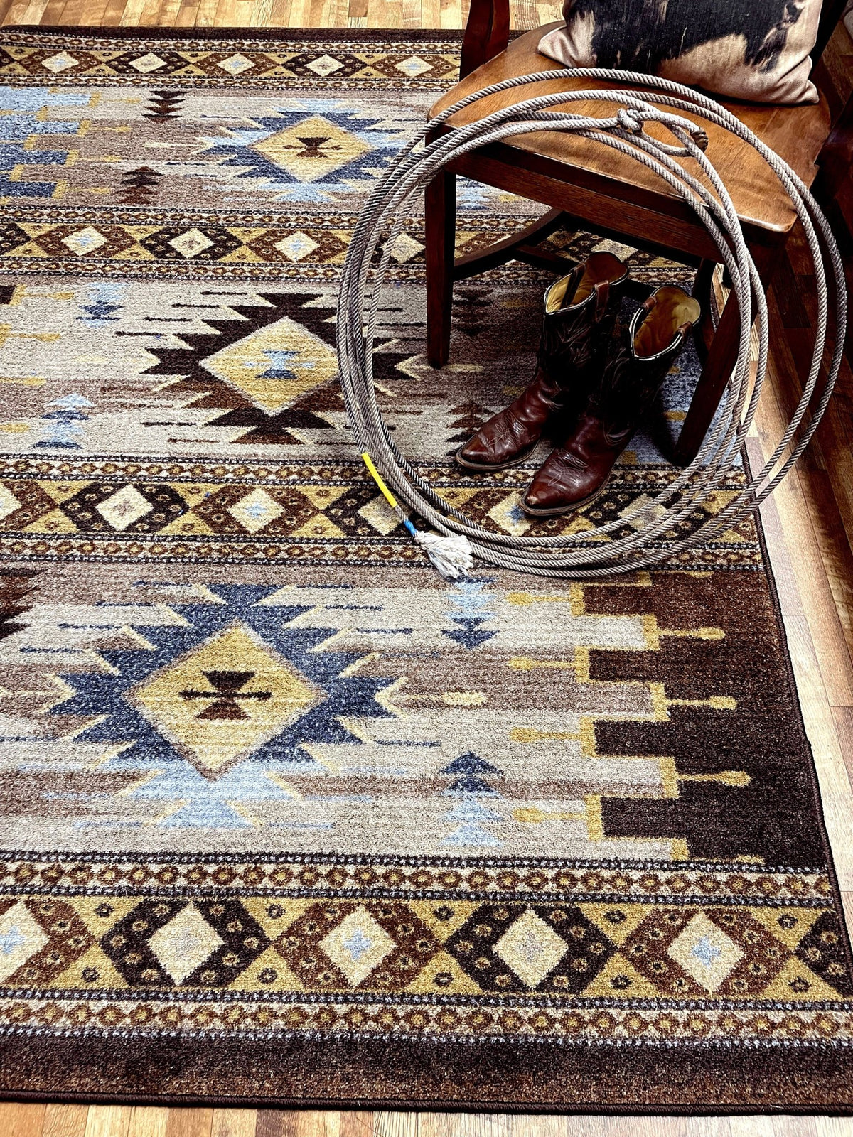 American Dakota Barred Blue Rug - ZZAD0575BLU234