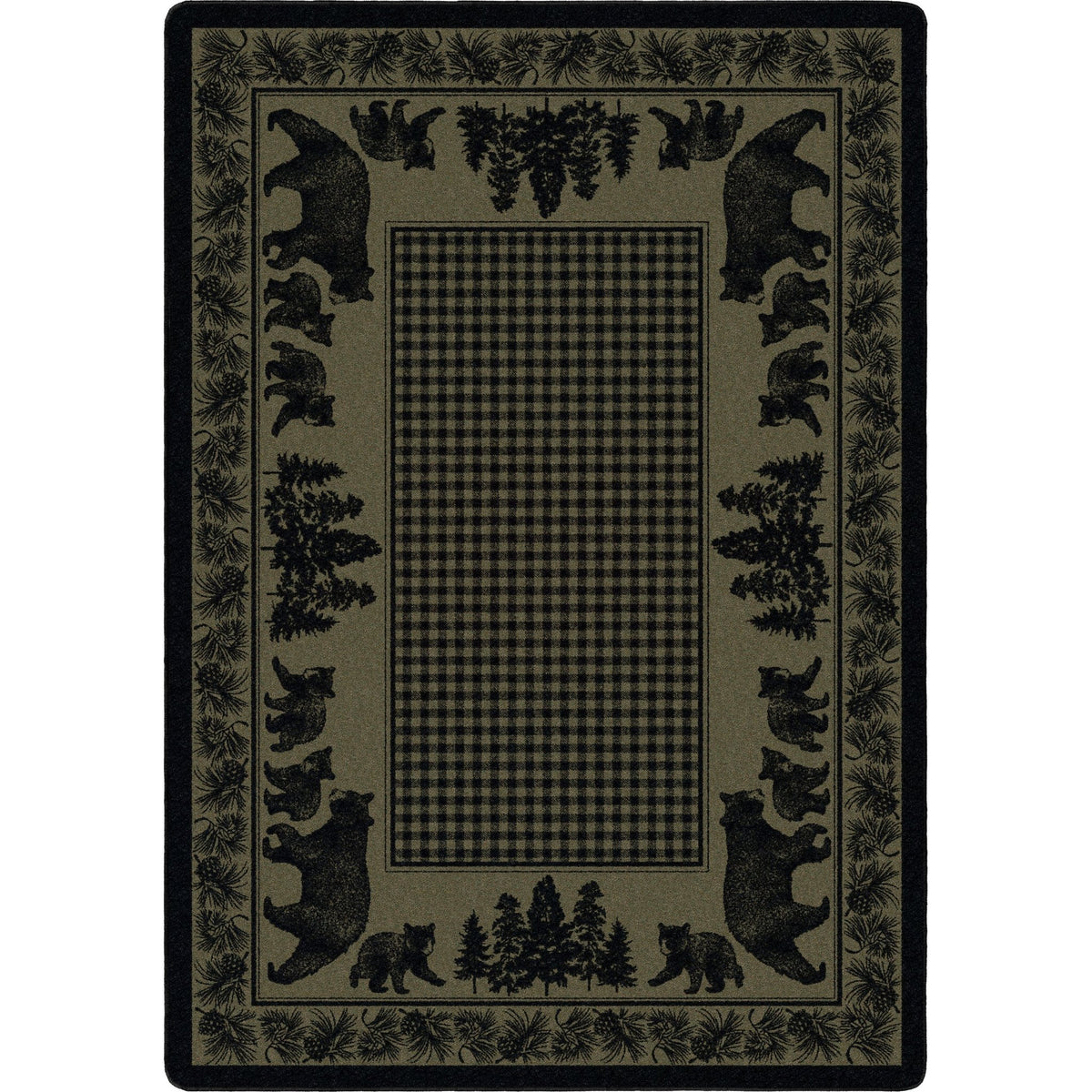 American Dakota Bear Family Green Rug - 0116GRN234