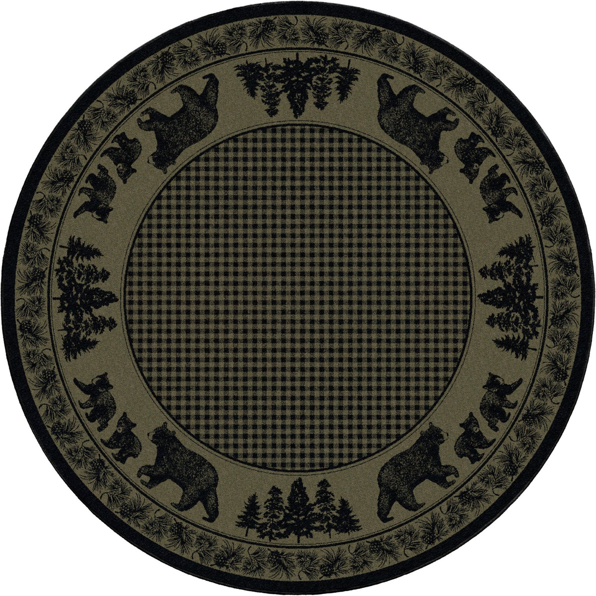 American Dakota Bear Family Green Rug - 0116GRN234