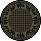 American Dakota Bear Family Green Rug - 0116GRN234