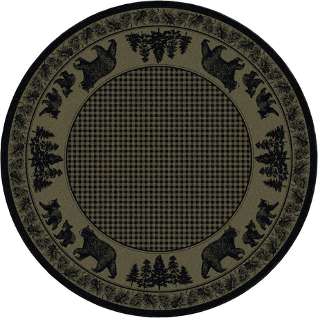 American Dakota Bear Family Green Rug - 0116GRN234