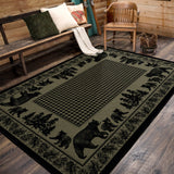 American Dakota Bear Family Green Rug - 0116GRN234