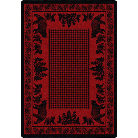 American Dakota Bear Family Red Rug - 0116RED234