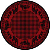 American Dakota Bear Family Red Rug - 0116RED234