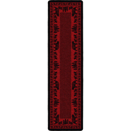 American Dakota Bear Family Red Rug - 0116RED234