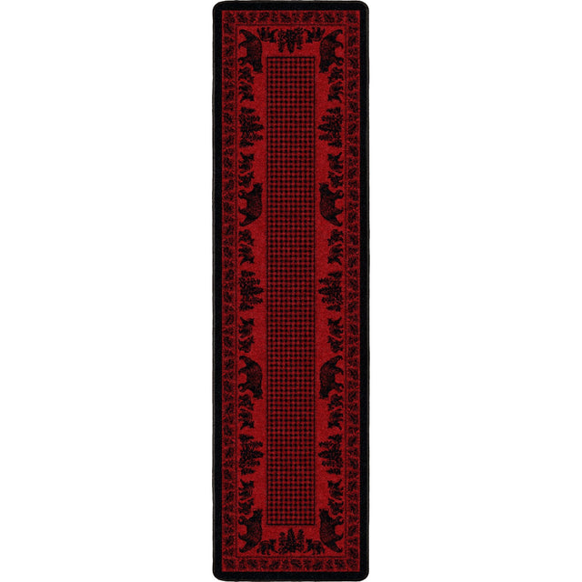 American Dakota Bear Family Red Rug - 0116RED234
