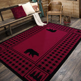 American Dakota Bear Refuge Red Rug - 0088RED234