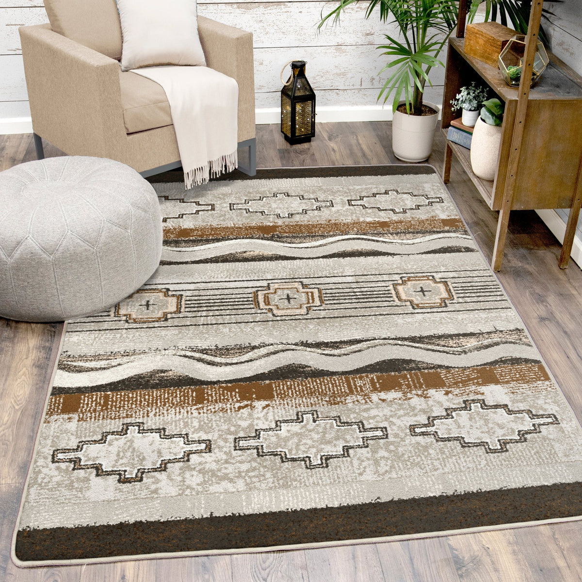 American Dakota Brand New Old School Earthenware Rug - 0362ETW234