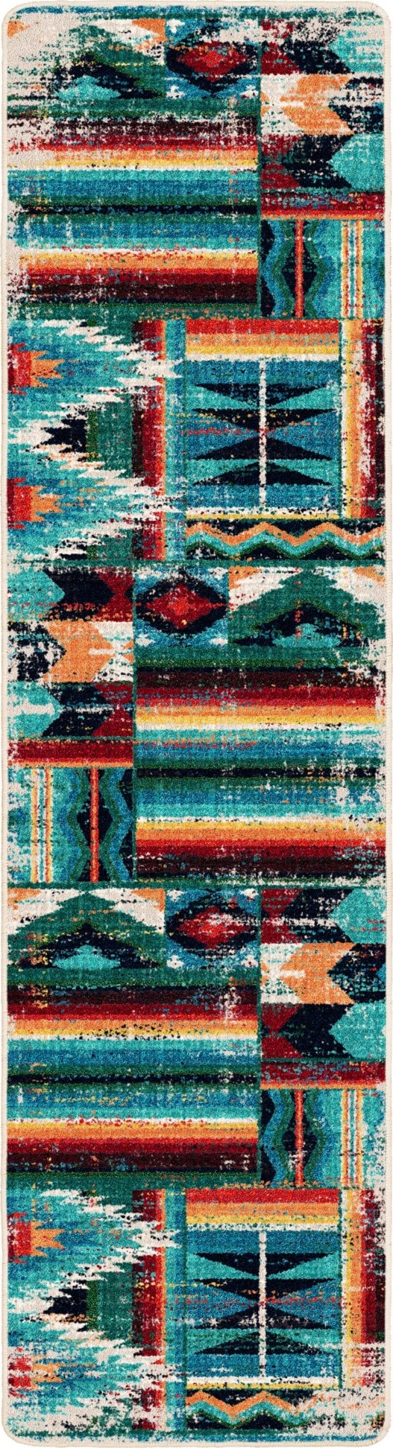 American Dakota Caverns Turquoise Patchwork Rug - 0625TQP234