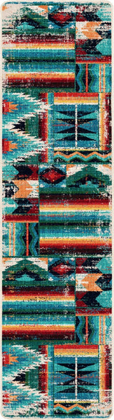 American Dakota Caverns Turquoise Patchwork Rug - 0625TQP234