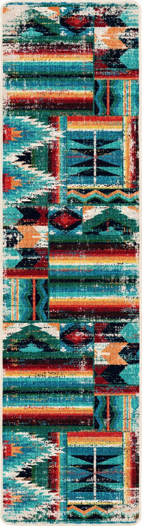 American Dakota Caverns Turquoise Patchwork Rug - 0625TQP234