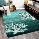American Dakota Coral Pattern Aqua Rug - 0199AQU234