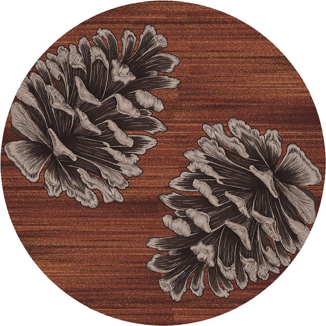 American Dakota Courting Pine Cones Rust Rug - AMZ0324RST234