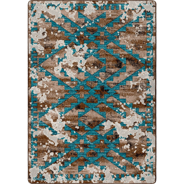 American Dakota Distressed Fresco Turquoise Rug - 0401TUR234