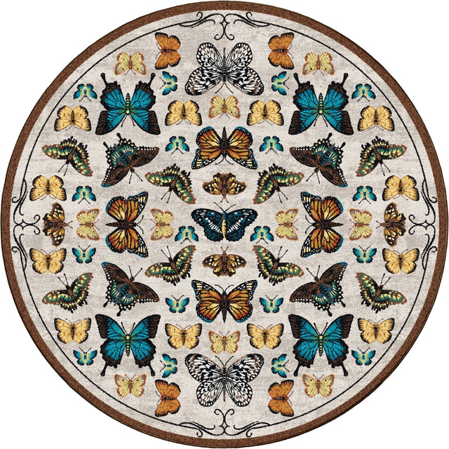 American Dakota English Collector Cabinet Butterfly Multi Rug - 0627BTR234