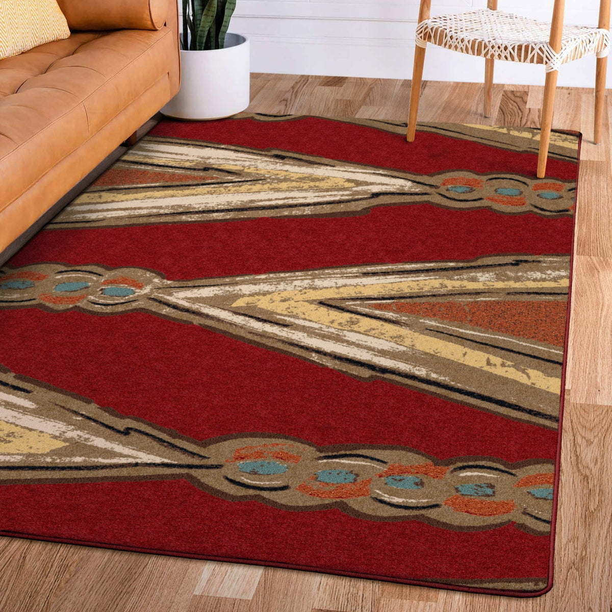 American Dakota Finger Weave Red Rug