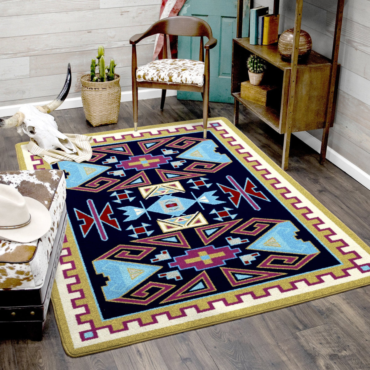 American Dakota Four Rams Copper Rug