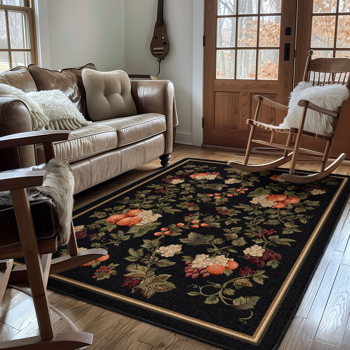 American Dakota Fruit Reserve Black Rug - 0463BLK234