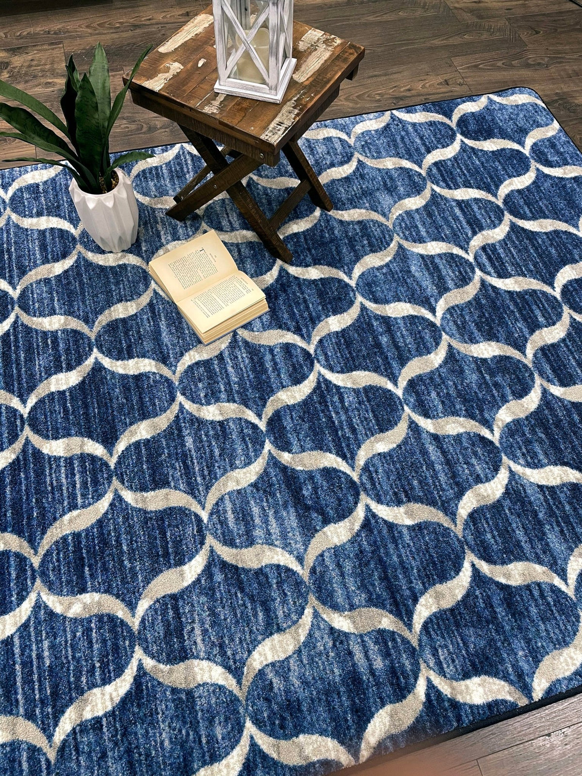 American Dakota Lattice Blue Rug - 0498BLU234