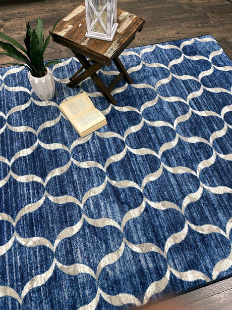 American Dakota Lattice Blue Rug - 0498BLU234