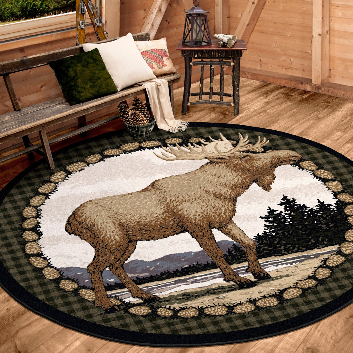 American Dakota Majestic Moose Green Rug - 0098GRN296