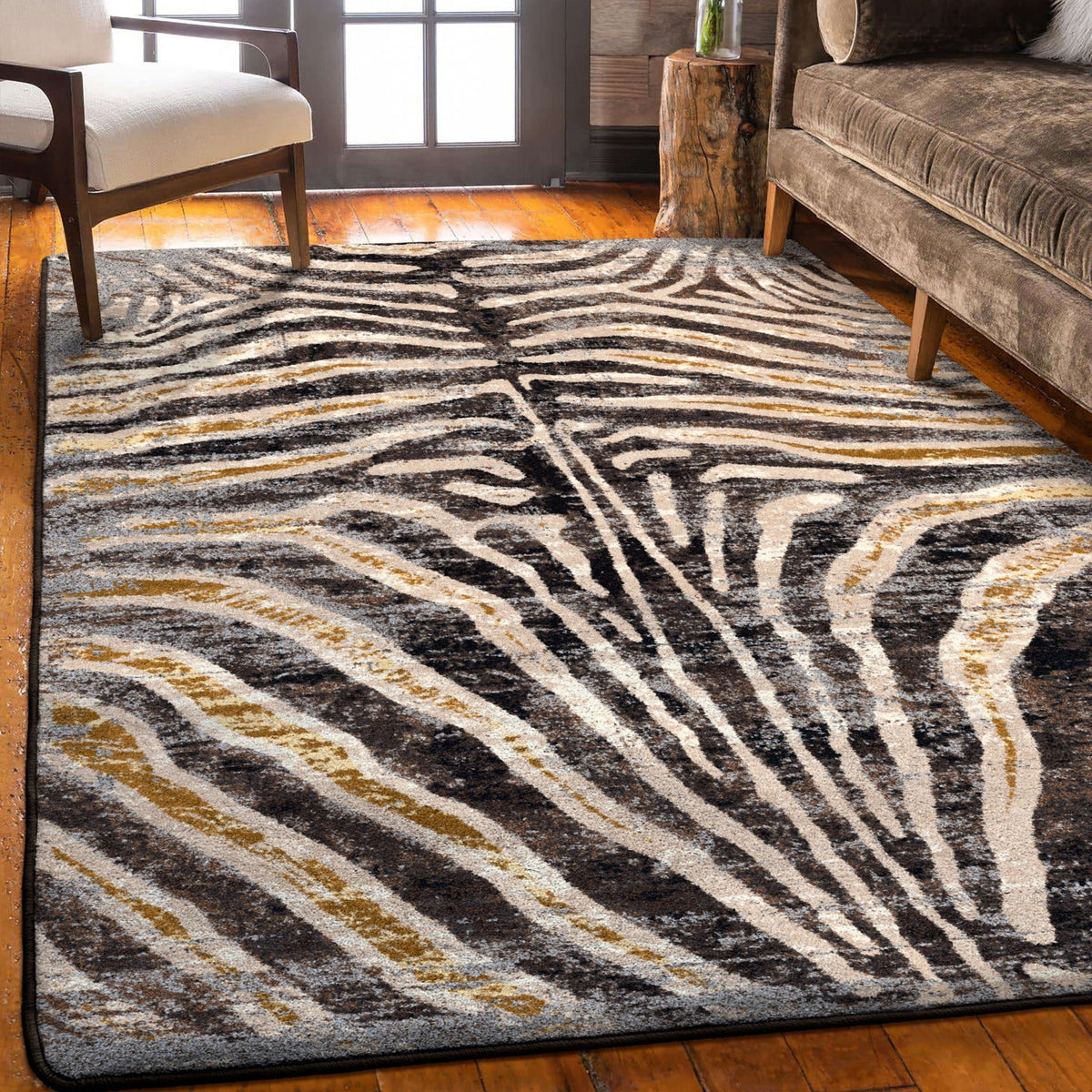 American Dakota Midnight Zebra Rawhide Rug - 0644RWH234