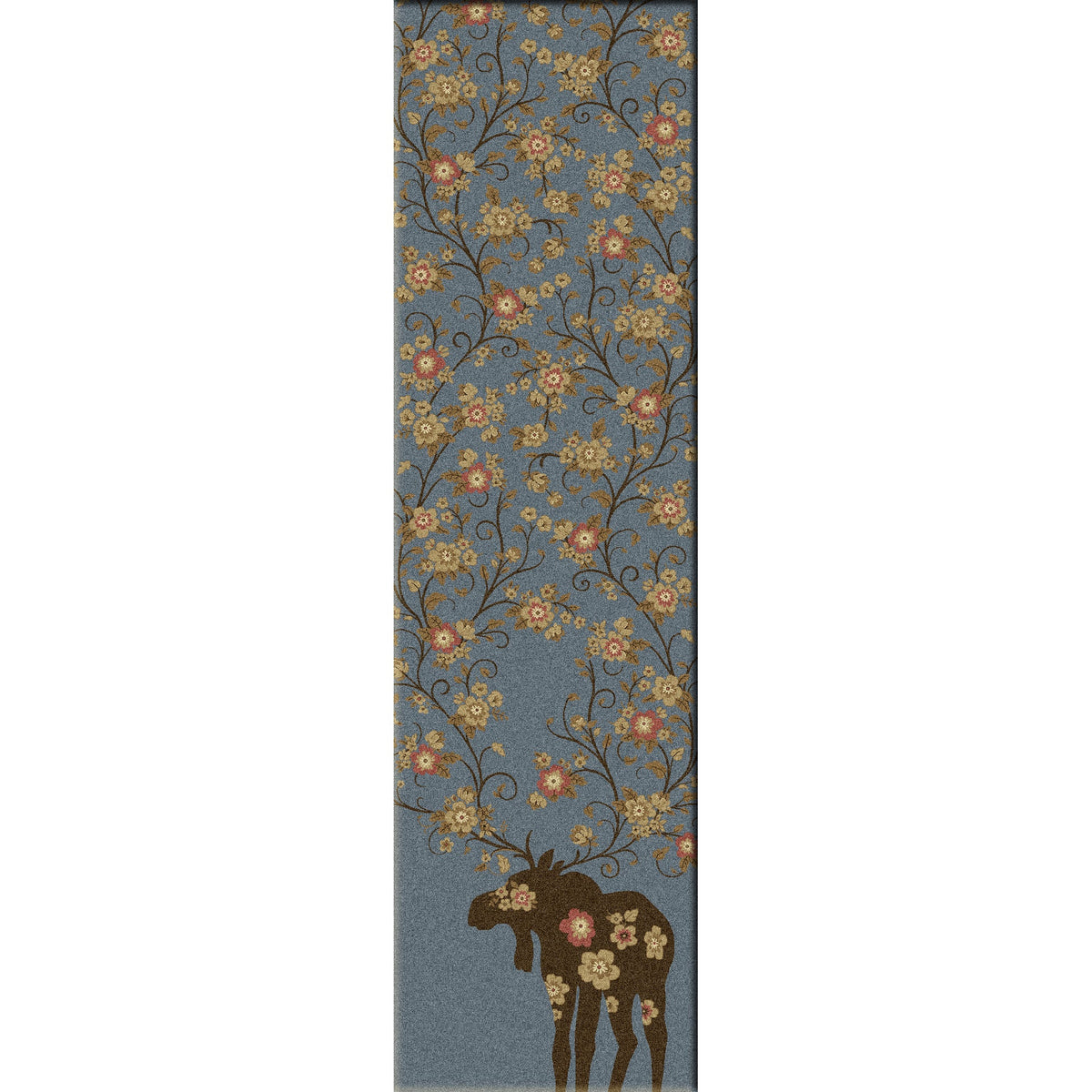 American Dakota Moose Blossom Blue Rug - 0021BLU234