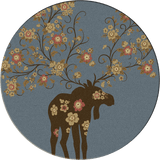 American Dakota Moose Blossom Blue Rug - 0021BLU234