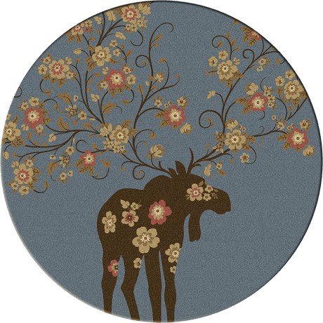 American Dakota Moose Blossom Blue Rug - 0021BLU234