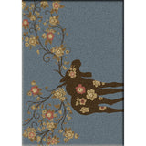 American Dakota Moose Blossom Blue Rug - 0021BLU234