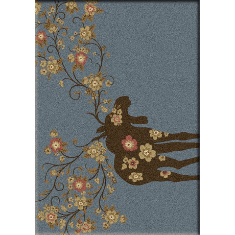 American Dakota Moose Blossom Blue Rug - 0021BLU234
