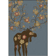 American Dakota Moose Blossom Blue Rug - 0021BLU234