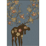 American Dakota Moose Blossom Blue Rug - 0021BLU234
