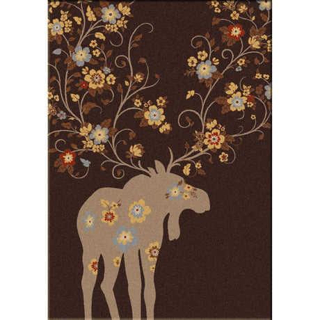 American Dakota Moose Blossom Chocolate Rug - 0021CHC234