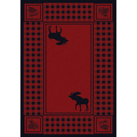 American Dakota Moose Refuge Red Rug - 0058RED234