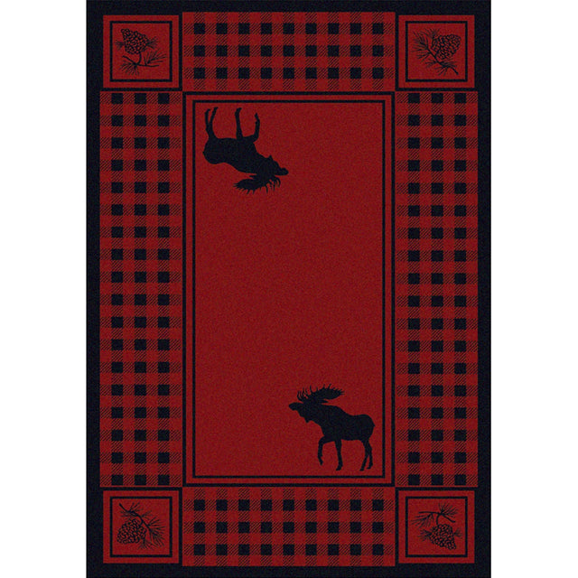 American Dakota Moose Refuge Red Rug - 0058RED234