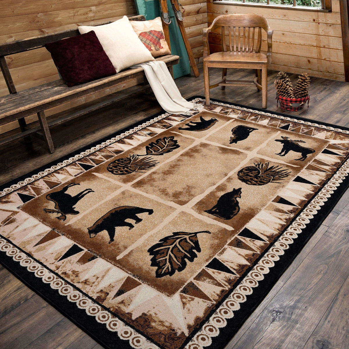 American Dakota Northern Wildlife Brown Shades Rug - 0101BSH234