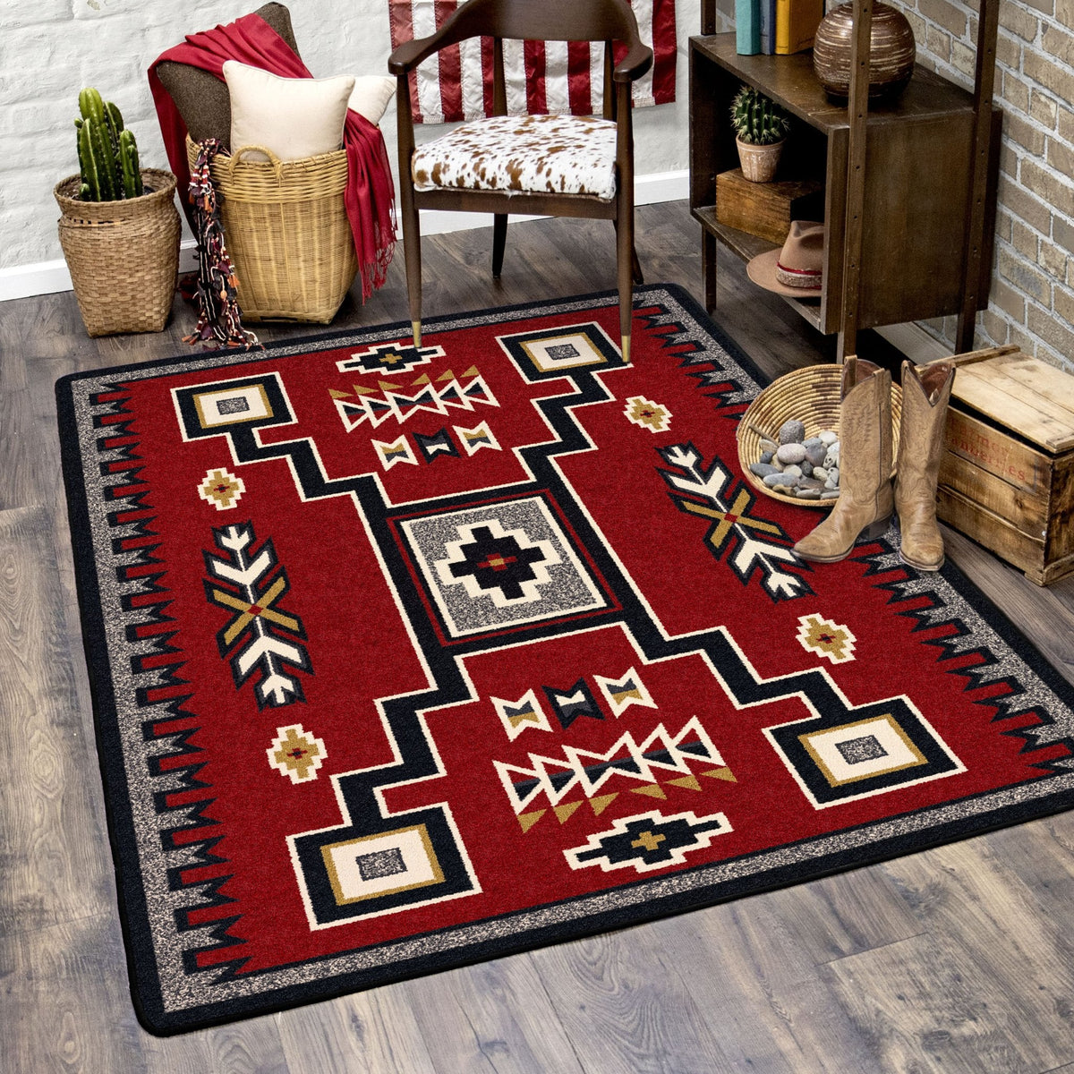 American Dakota Old Crow Red Rug