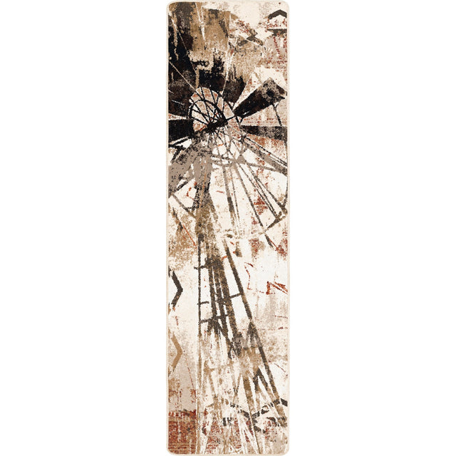 American Dakota Painted Windmill Gouache Rug - 0574GOU234